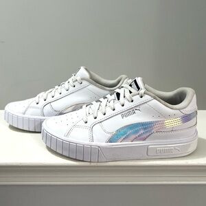 PUMA CALI STAR BIG KIDS SNEAKERS-IRIDESCENT SILVER/WHITE-SIZE 5